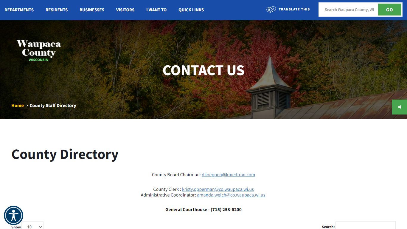 Contact Us - Waupaca County, Wisconsin
